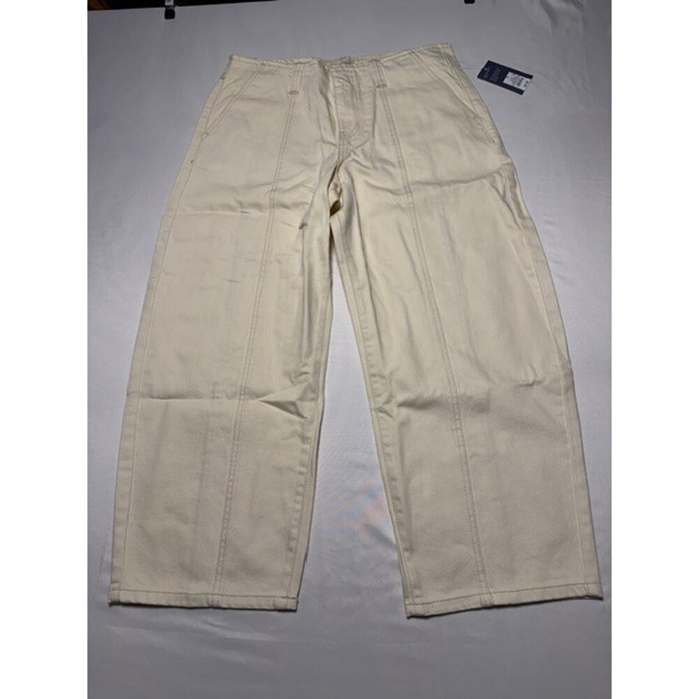 NWT - Women's Mid-Rise Barrel Leg Ankle Jeans - Universal Thread™ Cream- Size 10